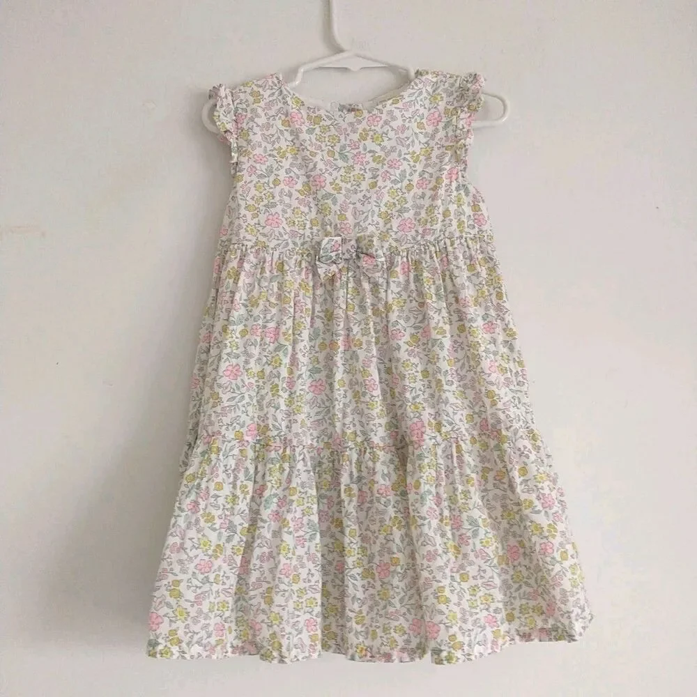 OshKosh Baby Toddler Girl 3T Pastel Floral Buttons Ruffle Bow Tiered Cottagecore